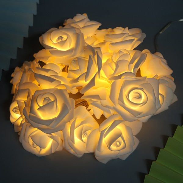 20 LED-lampor USB konstgjorda blomstersträngar rosfe-lampor för alla hjärtans dag bröllopsdekoration varmvit