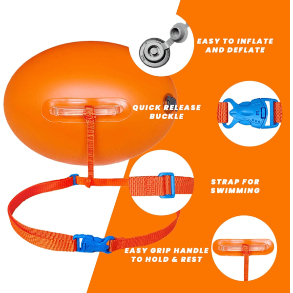 Uimarengas kelluke, allas kelluke lapselle ja aikuiselle, uimavyö lapselle, vyön koko on säädettävä, tee uinnistasi helpompaa ja helpompaa Orange