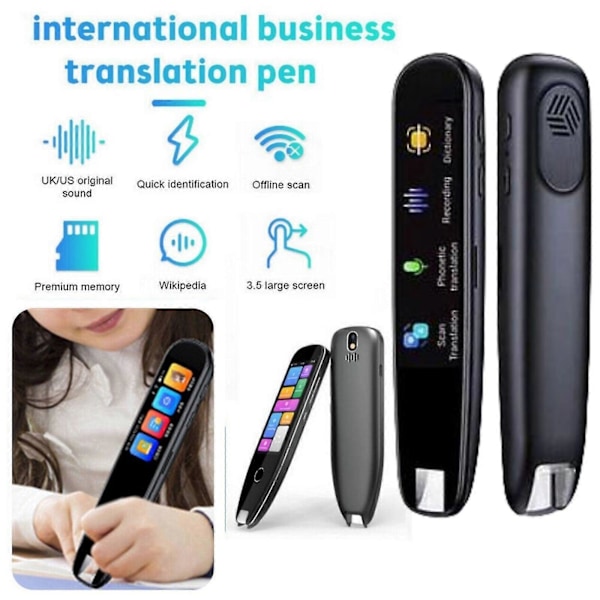 Scan Reader Pen, Smart Scan Översättnings Penna Textläsning Penna 116 Röstspråk Översättningsenhet, 50% Erbjudande Black