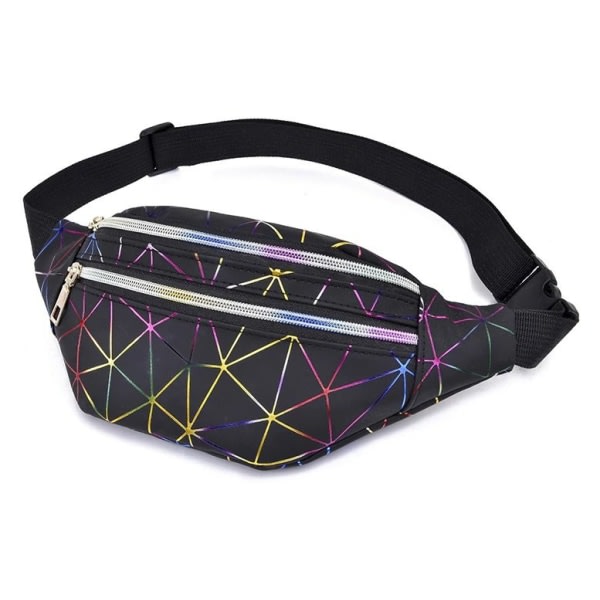 Fanny pack viileällä sateenkaarikuviolla Musta