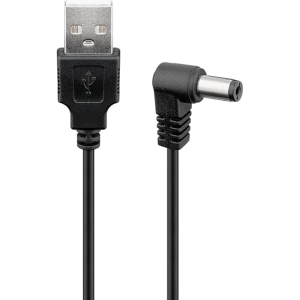 USB-DC-kaapeli 5 V/1 A, 0,5 m, musta