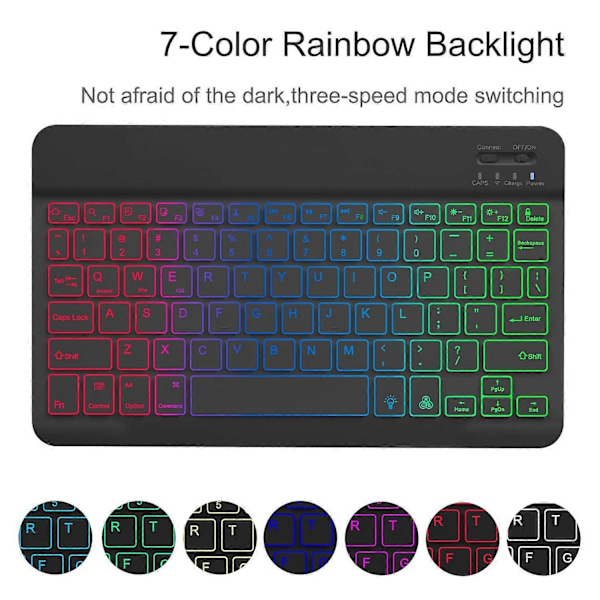 Samsung Galaxy Tab A9+ Lærveske med Avtakbart RGB Bakgrunnsbelyst Tastatur Multicolor Style E