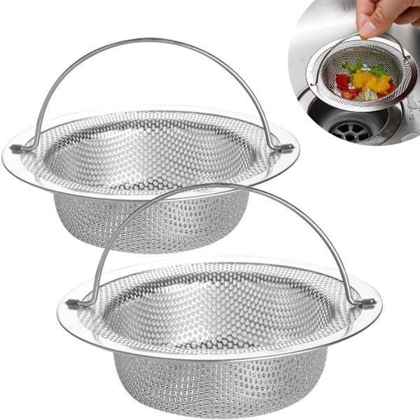 2-pack diskhossil med handtag, avloppssil med lyfthandtag, anti-igensättning avloppssil, diskbänkssilar