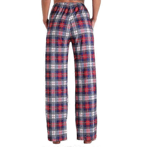 Dam Pyjamasbyxor Stretch Loungebyxor Rutiga Pyjamasunderdelar 2XL Red1