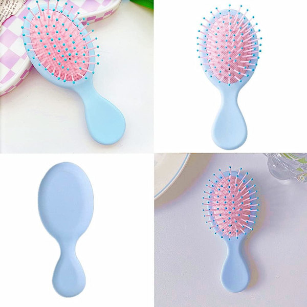 Mini Reise Detangler Brush Anti-Statisk Hårbørste Liten Oval Våt Børste Våt Og Tørt Hår Flokete Hårbørste for de fleste hår Blue