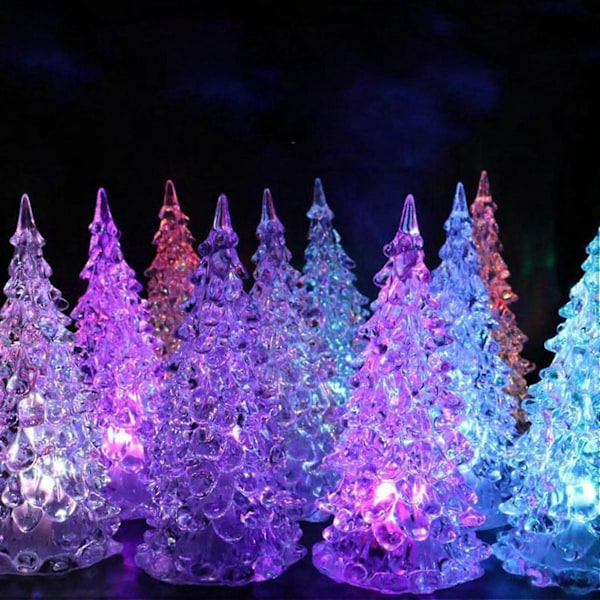 Julgran Färgglad LED Utsökt Akryl Nattlampa, Flerfärgad Julstämning Lampa för Barn Leksak Heminredning, 1 st (1