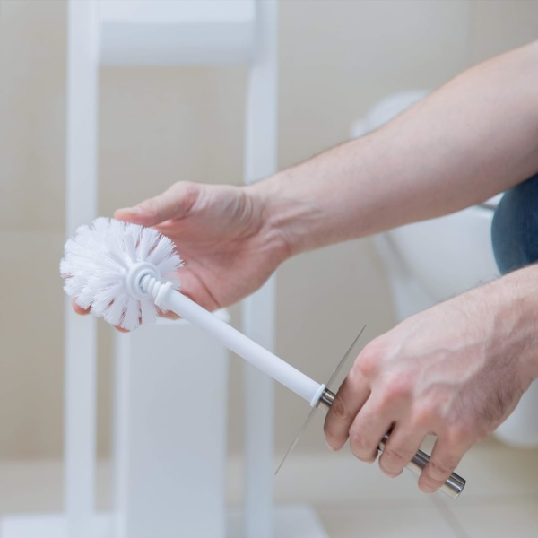 toiletbørstehoved i sæt af 5, løse toiletbørster 9,5 mm gevind, erstatningsbørstehoved diameter 9 x 7 cm, hvid