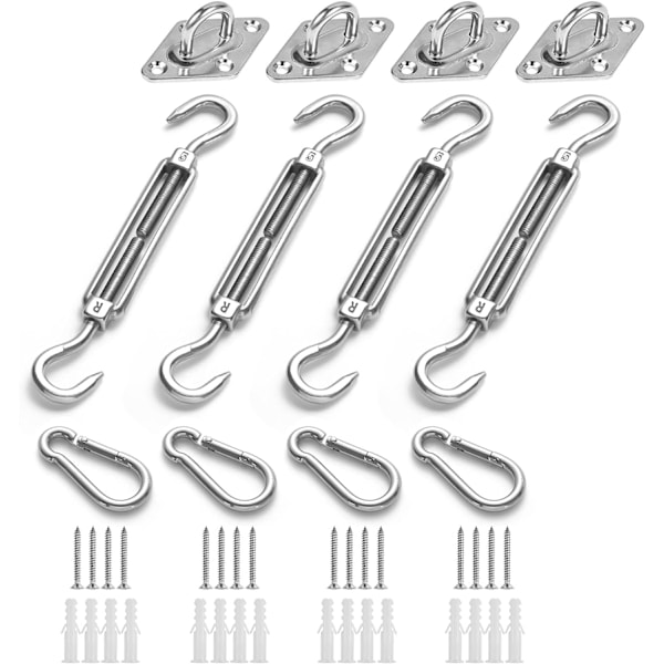 Awning Attachment Set,  Duty Sun Shade Sail Stainless Steel Hardware Kit for Garden Triangle and Square, Rectangle, Sun Shade Sail Fixing Accessories