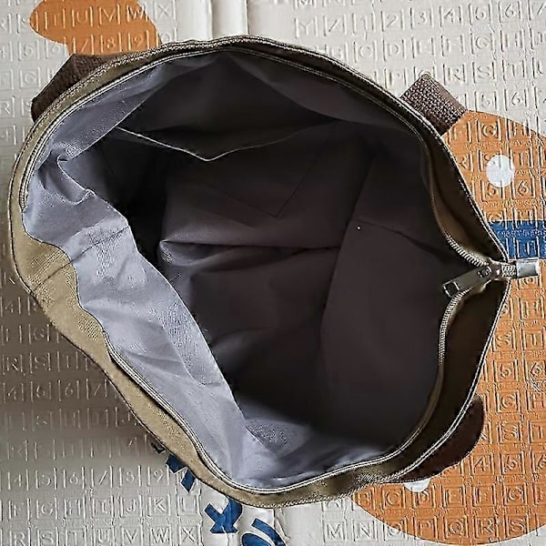 Canvas axelväska för dam, shoppingväska med stor kapacitet och avslappnad tecknad design