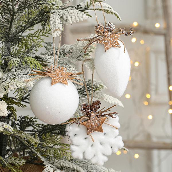 Julekuledekorasjon, juletrepynt, hvit snø