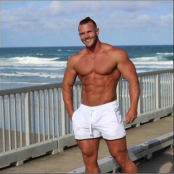 Miesten Fitness Kehonrakennus Urheiluvaatteet Shortsit white M