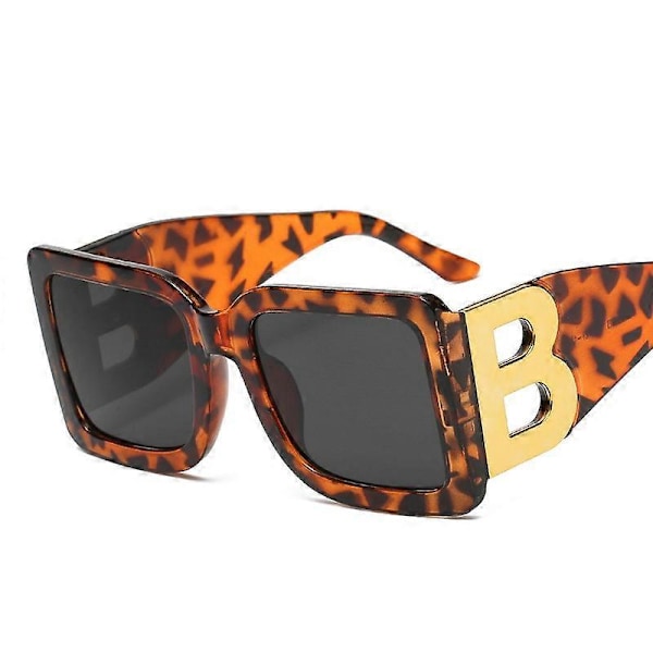 Ylisuuret neliönmuotoiset aurinkolasit naisille muoti 2023 uudet vintage-tyyliset suuret kehykset aurinkolasit miehille UV400-suoja silmälasit Oculos Gafas De Sol leopard gold as picture