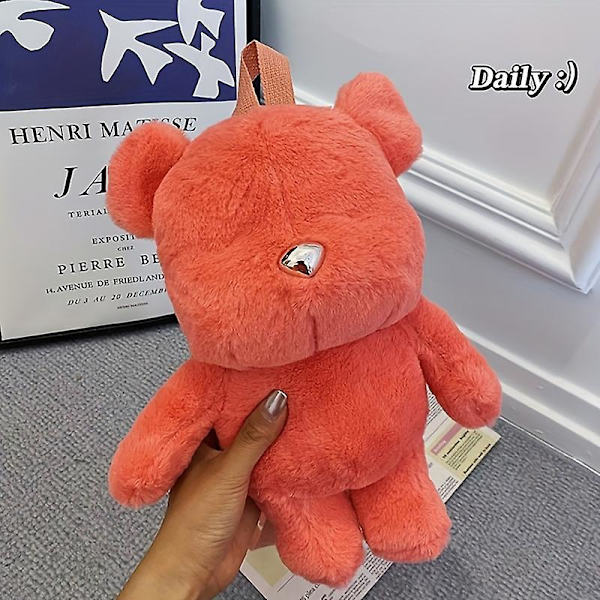 Sød Plys Bamse Rygsæk Til Børn Og Studerende - Personlig Mode Rygsæk Dukke Taske orange