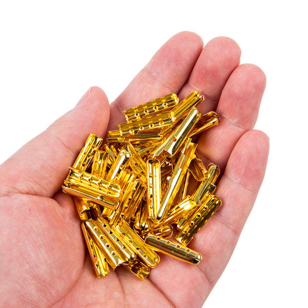 50 stk. snørebåndshoveder Aglets DIY snørebåndsreparations snørebåndsspidser guld