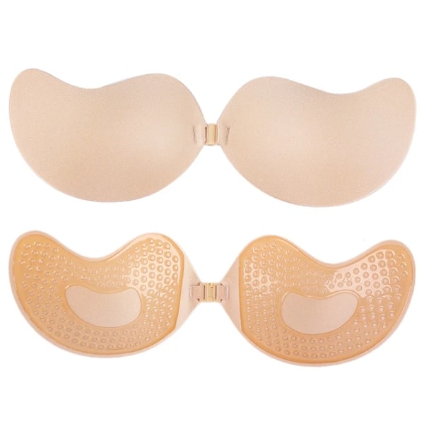 Osynlig Push Up BH för Kvinnor Rygglös Axelbandslös BH Sömlös Framstängning Bralette Underkläder Självhäftande Silikon BH-kuddar 1st Hud D 1pcs Skin D