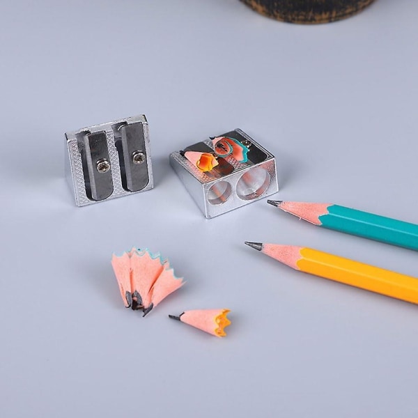 Magnesium blyantspidser, håndholdt metal blyantspidser med 2 huller til skoler kontorer Hjem kunstprojekter, 2-hullers blyantspidser 8pcs