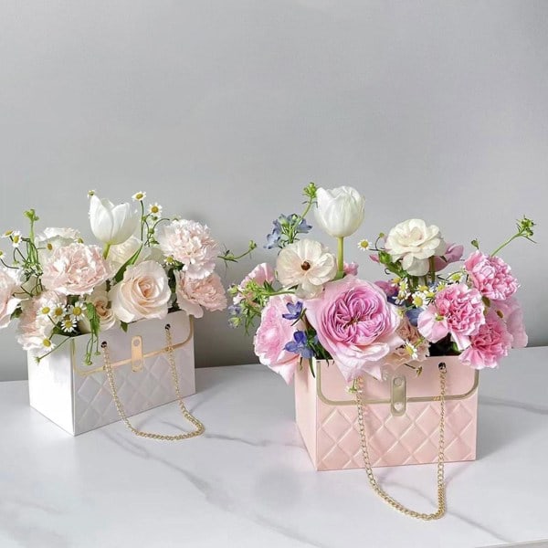 4 st färgglada pappersblommor blomlåda, ny påse utseende design små presentpåsar (svart)