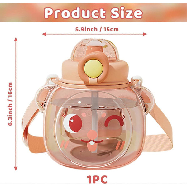 Lasten juomapullo Kawaii-vesipullo pillillä 1000ML BPA-vapaa 2023 Uusi tyttöjen pullo DIY Urheilu Uudelleenkäytettävä Kannettava kouluun Urheiluun Matkailuun Vaellukseen