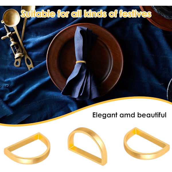 8 Serviettringer, Sølv Serviettholder Ring Elegant Sølv Serviettringer Dekor Metall Serviettringer for Borddekorasjon Valentinsdag Thanksgiving Gold