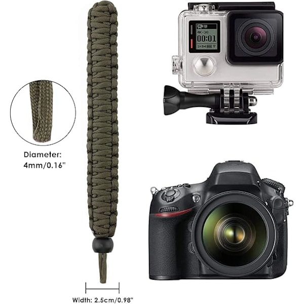 Universell flätad rem för videokamera (2-pack) – Justerbar Paracord bekväm utomhusaktivitet fläkt överlevnad och äventyrsarmband