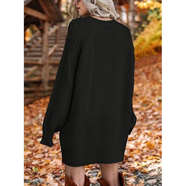 Dame Langærmet Strikket Sweater Kjole black S