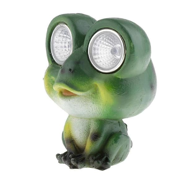 Hagefigur av harpiksfrø med solcellelys