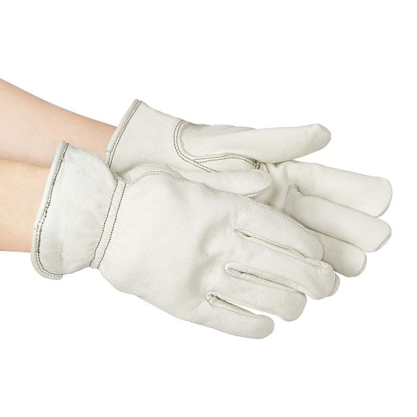 Läderarbetshandskar med elastisk baksida, L - Beige
