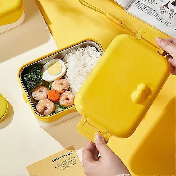900ML Madkasse Sød Tegneserie And Termisk Rustfrit Stål Lækagesikker Bærbar Skoleelever Bento Madbeholder Kontorartikler