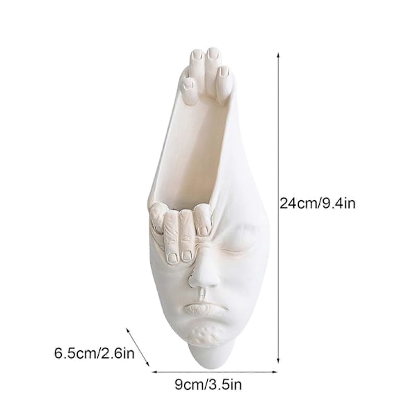 2023 Figur Blomsterpotte Resin Plantekasse Nordisk Hvid Abstrakt Kunst Vægdekoration Karakter Ansigt Vase White style 1