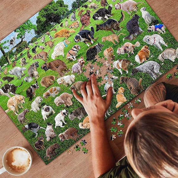 1000-bitars Pussel, 101 Bajsande Valpar Pussel, Hundar Bajsar Pussel, Roliga Julklappar Halloween Present Hundbajs Pussel