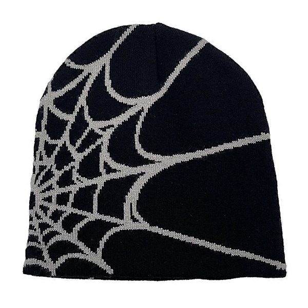 Herr Dam Spindelnät Stickade Mössor Hatt Unisex Vinter Uppvikta Mössor Varm Mössa Grey