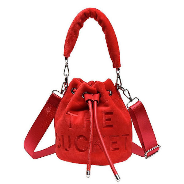Naisten pussimalliset olkalaukut, pienet pehmeät plyysikankaiset pussimalliset crossbody-laukut red