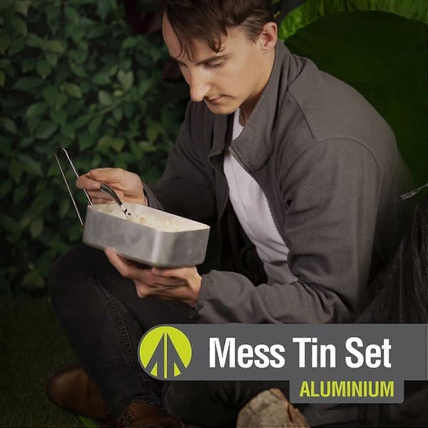 Sæt med 2 Nesting Aluminium Madkasser til Camping & Madlavning