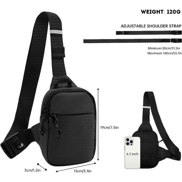 Mini Sling Bag - Mænd Kvinder Lille Vandafvisende Crossbody Casual Telefon Brysttaske til Vandreture