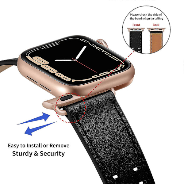 Siangot Business -nahkainen ranneke Apple Watch Ultra 49 mm:lle, 8, 7, 45 mm, 41 mm, korkealaatuinen ranneke iWatch 6, 5, 4, 3 SE 38 mm, 40 mm, 42 mm, 44 mm Brown 3 For 42mm 44mm 45mm