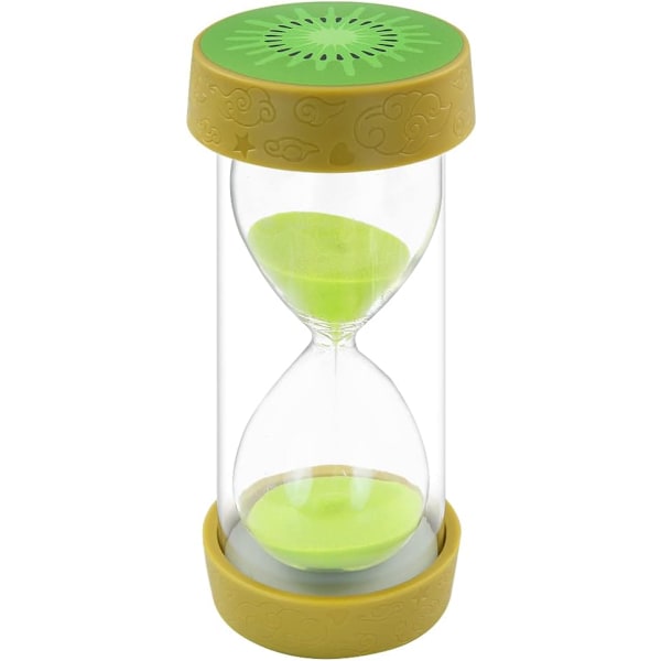 Frukt Timeglass Sand Timer, Sikker Fargerik Klar Mål Sandglass med Beskyttende Deksel Base for Hjemme Skrivebord Dekor Kjøkken Matlaging Nedtelling Kiwi 15 min