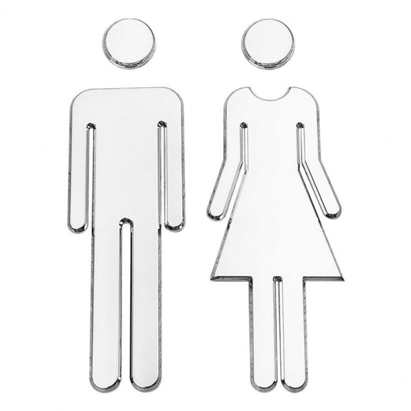 Toalett WC-skylt i 3D för damer och herrar, badrumstoalett, dörrdekal, guld, one size