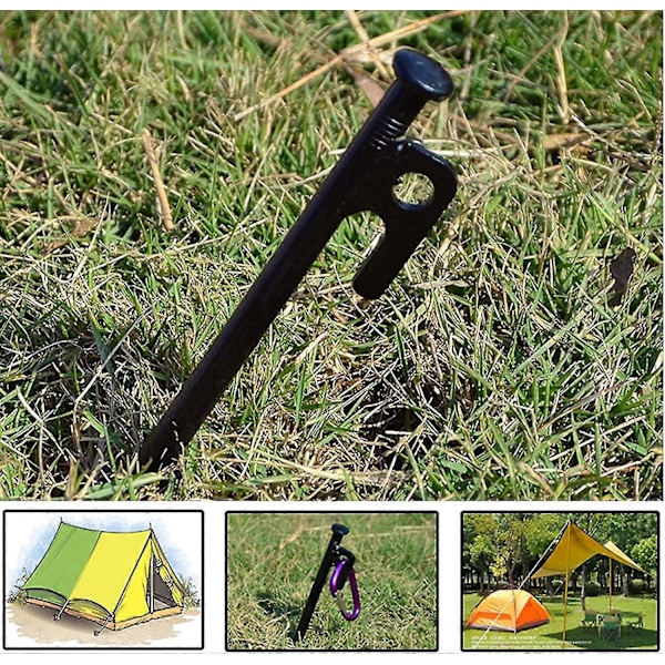 4 Stk. Teltplugger i stål, campingplugger, jordfestingspluggkrok for camping, fotturer, nødsituasjoner og utendørs overlevelse - 20 cm