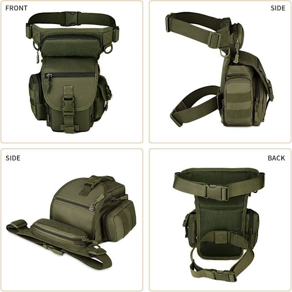 Militär Taktisk Drop Leg Bag Cross Over Leg Rig Lår Pack Midjeväska för Motorcykel Cykling Ridning Utomhus Camping Vandring army Green