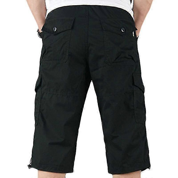 Miesten 3/4 pituiset joustavavyötäröiset shortsit taisteluhousut Black M