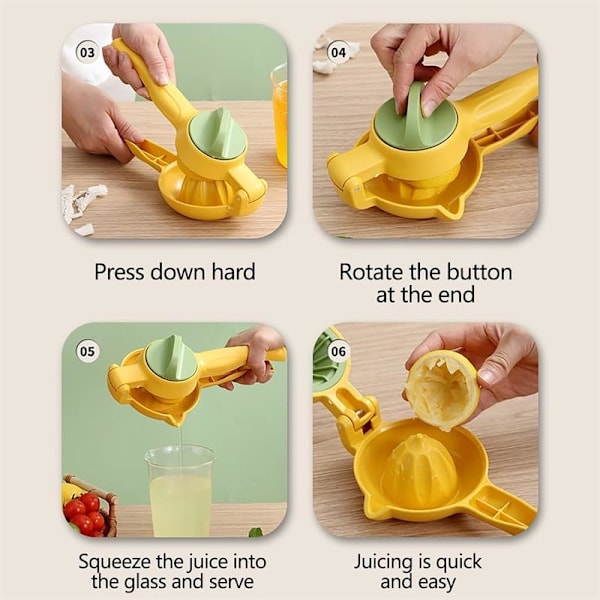 Manuell press - Enkel pressning Heavy Duty Citronpress Handpress - Ergonomisk Citruspress & Fruktpress för små apelsiner Lemon Yellow