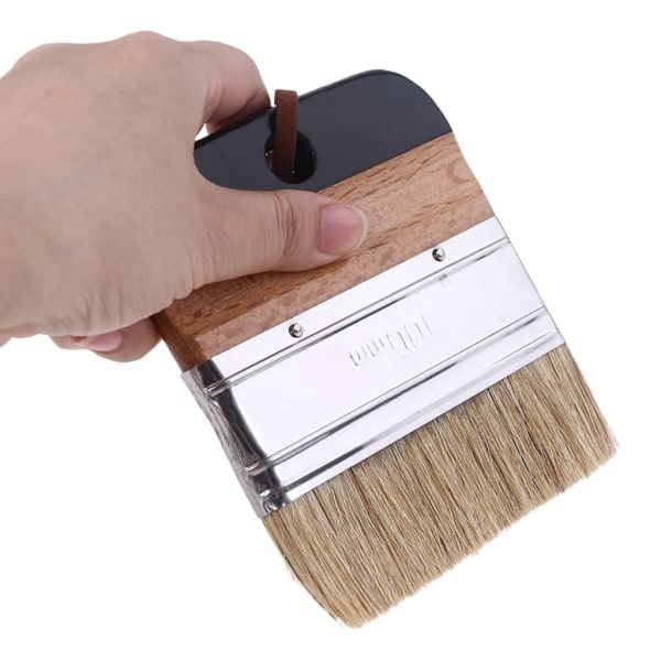 4 stk Naturlige Pensler Runde Flate Spisse Brede Malepensler Krittmaling Voksbørste for Maling, Voksing, DIY, Hjemmedekor