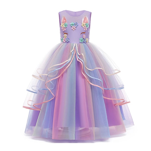 Prinsessa Tyttöjen Mekko Juhlamekko Sateenkaari Pitsi Juhlapuku Erikoistilaisuuksiin Prom Purple 110