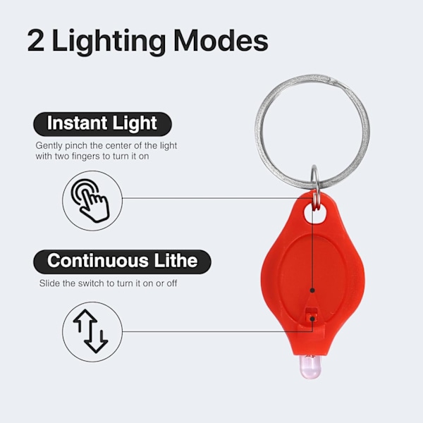 8-pack Mini-ficklampa Nyckelring, Bärbar Nyckelkedja Arbetslampa, Ultra Ljus Batteridriven Nyckelkedja Ljus, Multifunktionell Nyckelring