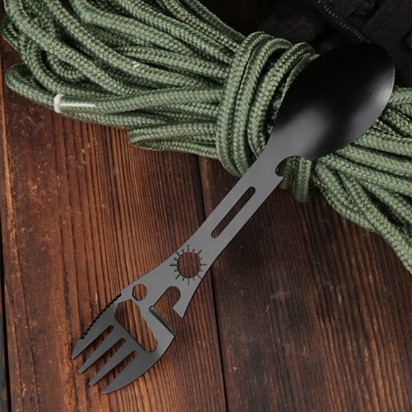 Utomhus Spork Gaffel Sked Flasköppnare Camping Överlevnad