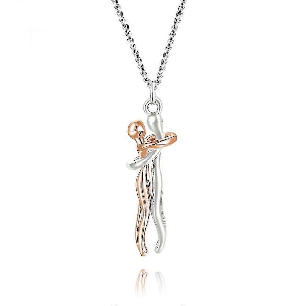 Halaava pariskunta kaulakoru S925 sterlinghopeaa Halaava kaulakoru Rakastettu koru hänelle ja hänelle, rakastavaisten ystävänpäivälahja Iax Wxi Rose Gold and Silver