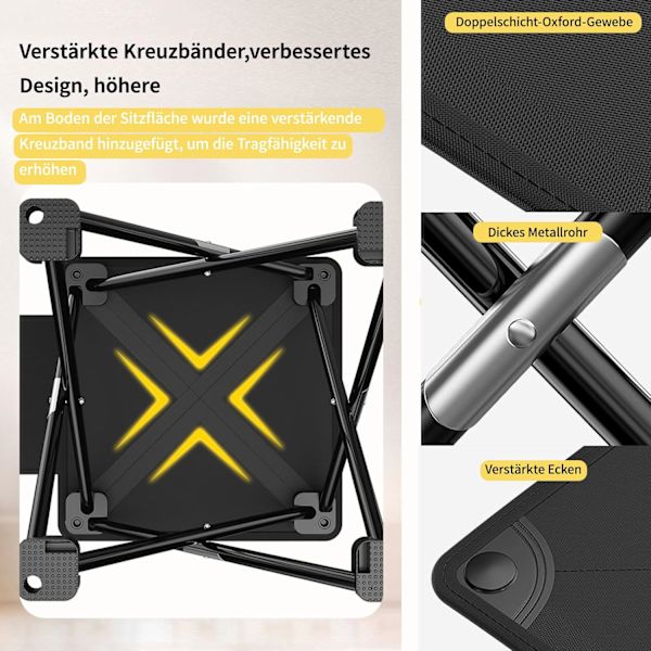 Sammenklappelig skammel, sammenklappelig skammel, bærbar skammel, mini sammenklappelig stol, sammenklappelig skammel til vandreture, havearbejde All Black