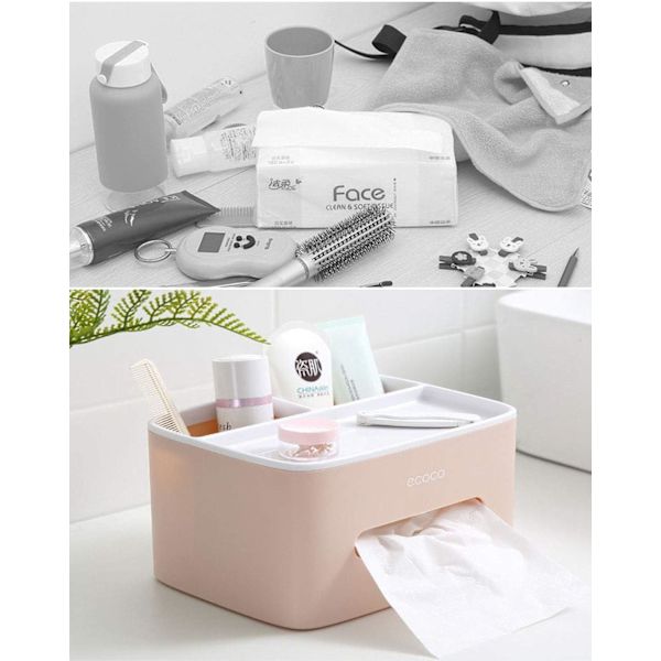 Multifunktionell pappershållare, fjärrkontroll och pappershållare, arrangör med papperslåda Pink