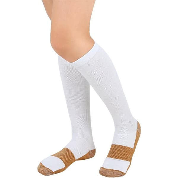 4 par - Kompresjonsstrømper - Unisex - Hvit og brun - S/M - EU38-42