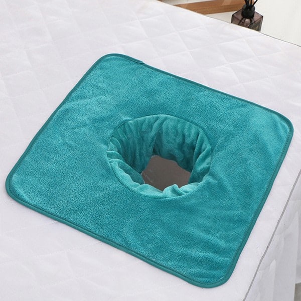 35*35cm Kauneusalan SPA-hierontapöydän lankku Kasvojen pyyhe reiällä Blue